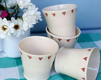 Hand-Thrown Stoneware Heart Beaker, Scandi Christmas Gift, Mulled Wine Mug