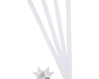 Danish/German/Moravian woven paper craft Christmas star strips (stjernestrimler), white, W: 10 mm, 100pcs
