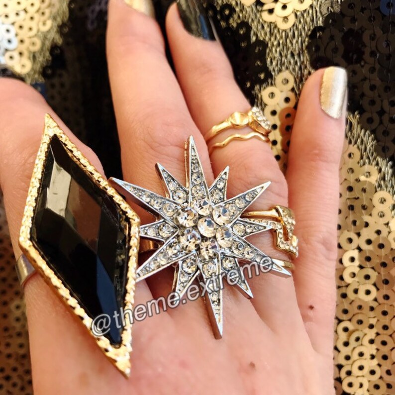 Harley Quinn Suicide Squad silver starburst clubbing scene ring replica