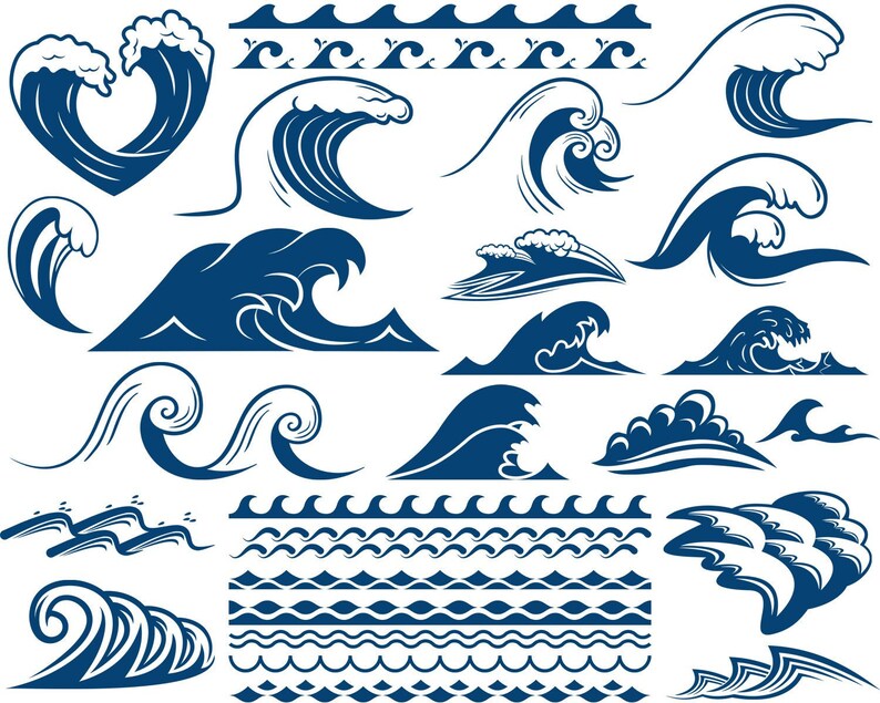 Wave SVG Sea Wave Svg Ocean Wave Svg Nautical Silhouette image 0.