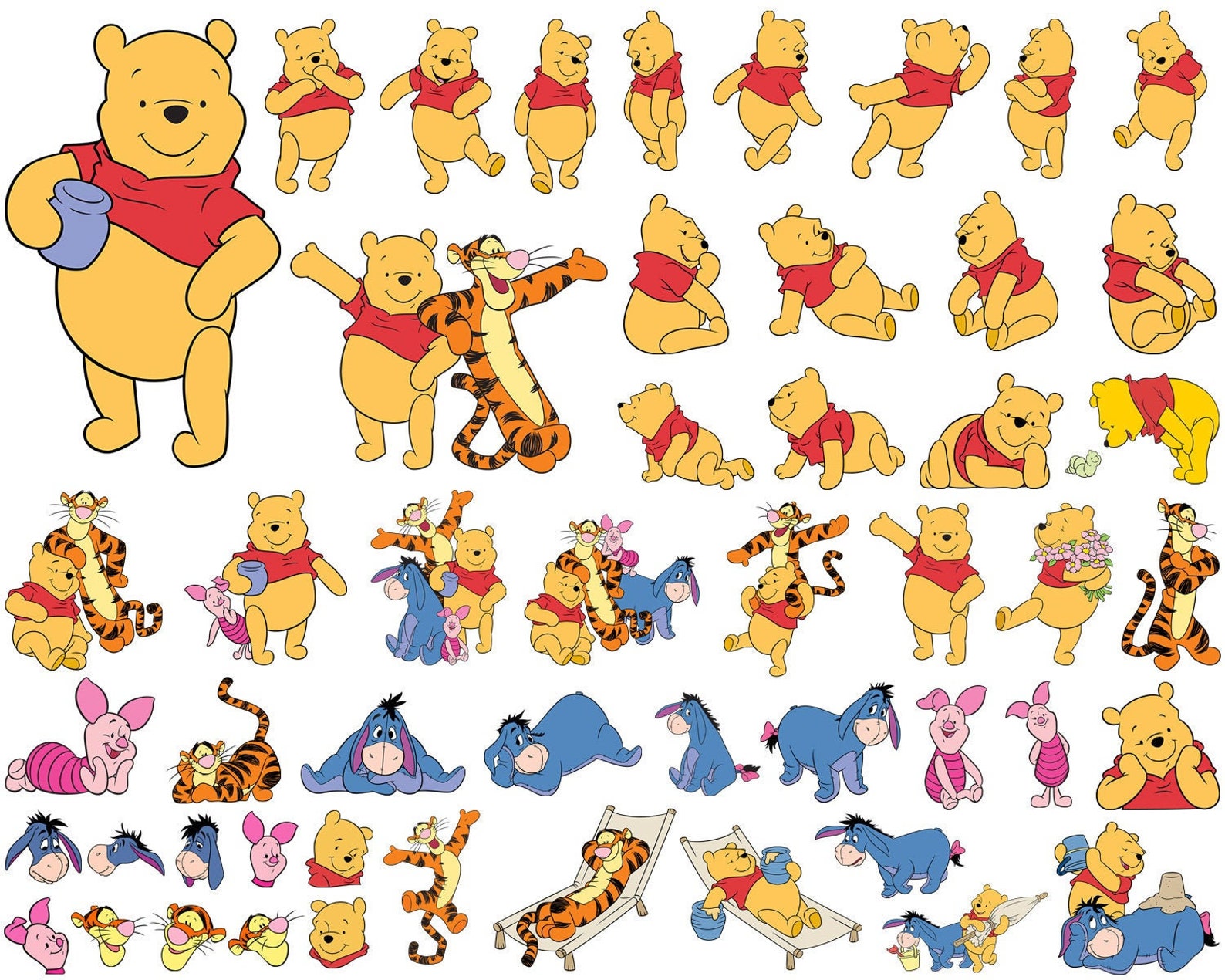 Winnie The Pooh SVG Bundle, Eeyore svg, Piglet svg, Tiger svg, Winn...