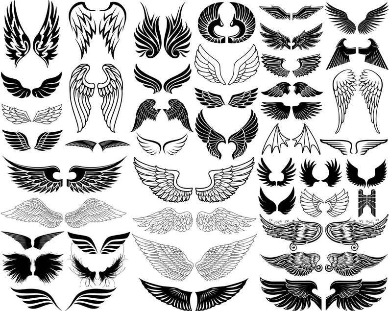 Wings SVG Wings Silhouette Angel Wings Wings Cut File image 0