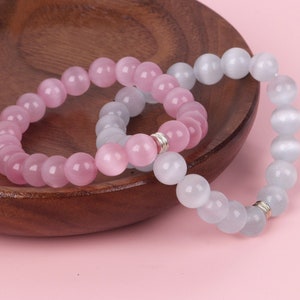 8 mm Selenite Bracelet, Cat’s Eye Selenite, Crystal Bracelet, Gift for Her