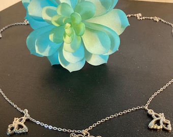 Silver Butterfly Charm Waist Chain, Boho Belly Chain