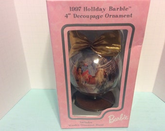 1997 holiday barbie decoupage ornament