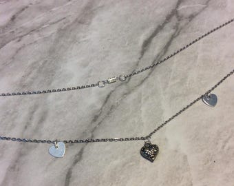Silver Tone Waist Chain with Heart Charms – Boho Belly Jewelry