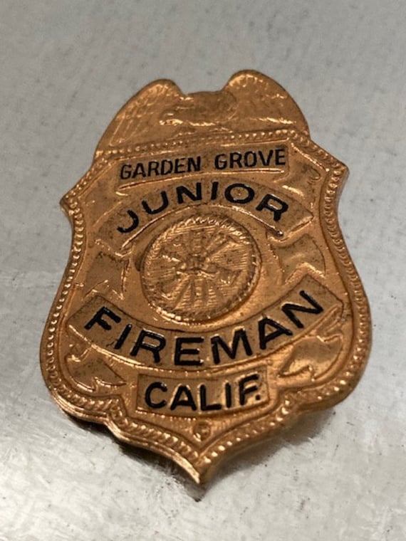 Pin - Junior Fireman Garden Grove California Badg… - image 1