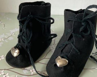 Doll Booties ~ Customized Black Tie Front Booties 3 1/2" x1 1/2"