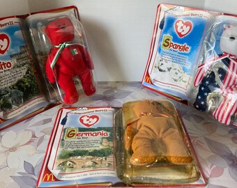 Teenie Beanie Baby Intl Bears II, 2000 McDonald's Happy Meal Toy ~ New In Package
