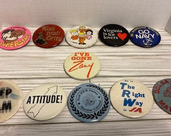 Buttons ~ 2.25" Vintage Collectible Pin Back Buttons ~ Variety of Styles