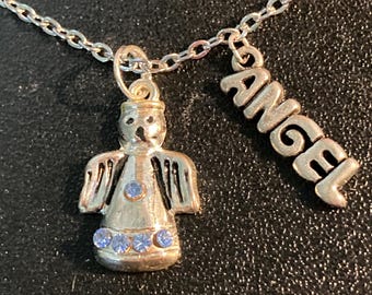 Silver Tone Waist Chain with Angel Charms 34" w 2" Ext Waist Chain - Boho Belly Chain