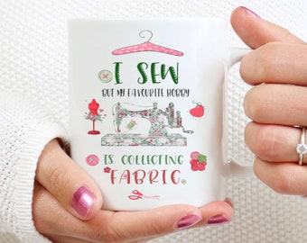 Sewing Mug Gift | Sewing Hobby | Gift For Sewing | Housework can wait | Love Sewing| Gift for Her | Hobbies | I love Sewing | Fabric Addict