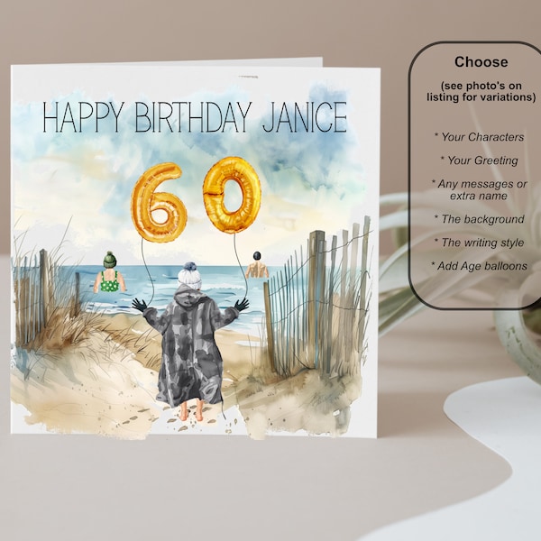 Personalised Dry Robe Wild Swimming Birthday Card | Open Water | Sea | Lake | Groups | Swim Buddy | Custom | Name | Special Age |