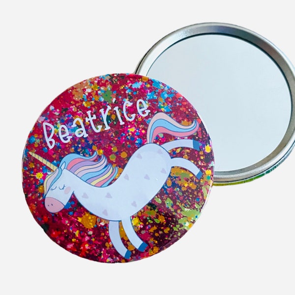 Personalised Unicorn Stocking Filler Gifts | Custom Mirror | Party Favours | Made to Order | Birthday Favor | Gifts for under 10 pounds | uk