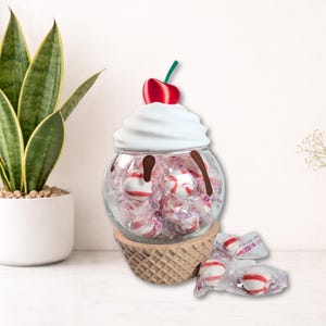Słoik na lody | Półmisek na desery lodowe | Dekoracja słoika na deser | Uroczy słoik na cukierki na biurko | Prezent dla miłośnika lodów