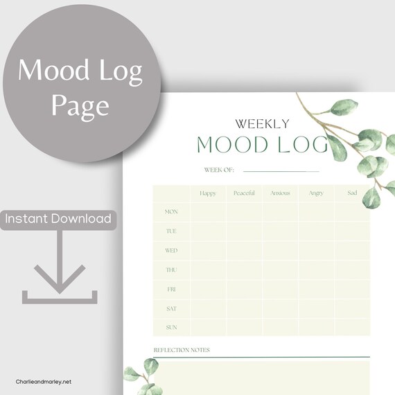 Weekly Mood Log Printable Etsy Weekly mood log printable etsy