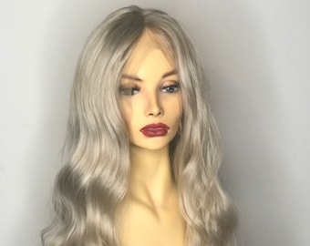 Peluca frontal de encaje rubio ceniza Kim-K / Peluca frontal de encaje plateado / Peluca Kim-K / Peluca Drag Queen / Peluca frontal de encaje rubio / Más vendida