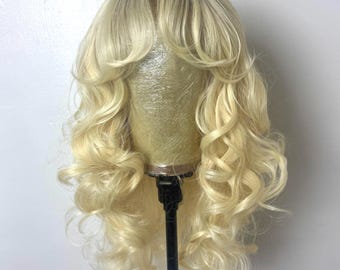 Sabrina Inspired Blonde Curtain Bangs Layered Blowout Root Tap Lace Front Wig | Cosplay & Drag