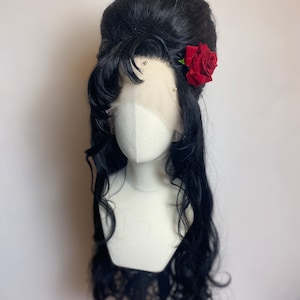 Amy-Inspired Black Bouffant Lace Front Wig | Stacked Wig | Half Up Lace Front Wig | Cosplay Wig | Drag Queen Wig | Best Seller