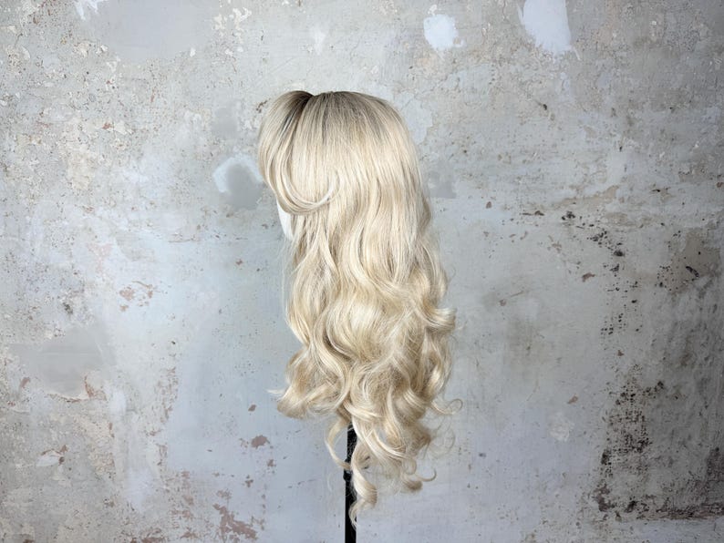 Sabrina Inspired Side Bangs Lace Front Wig | Blonde, Ash Brown Root Tap ...