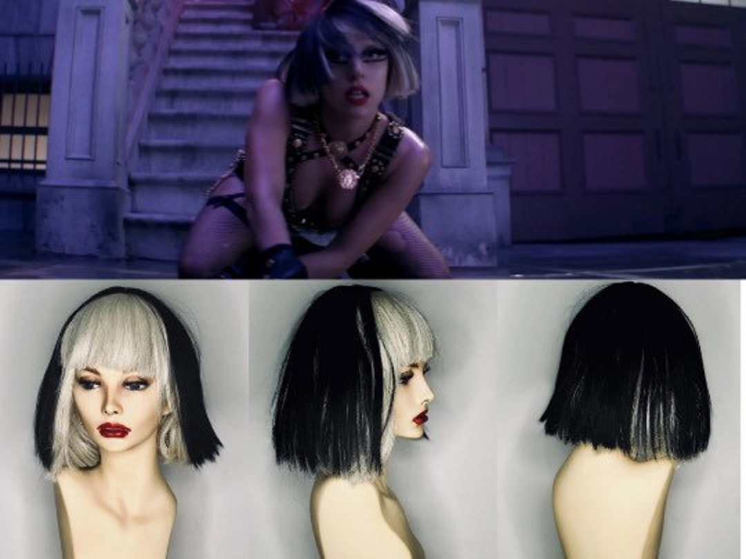 Lady Gaga The Edge Of Glory Traduction Lady Gaga The Edge of Glory Perruque Perruque noire et - Etsy France