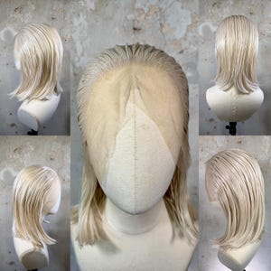 Peluca frontal de encaje con efecto bola cromática inspirada en MissLady-Gaga / Peluca de encaje con estilo Gaga / Peluca Drag Queen / Peluca de cosplay Gaga Peluca frontal de encaje rubia