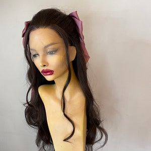 Lana Ocean Bow Lace Front Wig | Lana Del Rey | Pink Bows Brown Lace Wig | Drag Queen | Best Seller | Costume Wig | Cosplay Wig