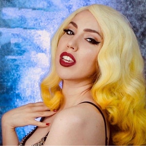 MissLady-Gaga MonsterBall-Telephone Lace Front Wig | Miss Gaga Wig | Drag Queen Wig | Lace Front Wig | Blonde & Yellow Wig | Best Seller