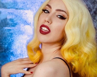 MissLady-Gaga MonsterBall-Telephone Lace Front Wig | Miss Gaga Wig | Drag Queen Wig | Lace Front Wig | Blonde & Yellow Wig | Best Seller