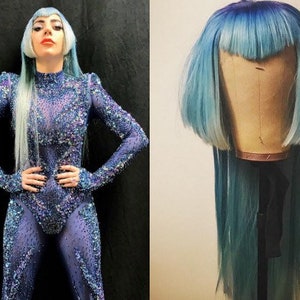 Lady Gaga Blue Enigma Modern Mullet Lace Front Wig | Lady Gaga Wig | Lady Gaga Drag Wig | Drag Queen Wig| Best Seller | Lady Gaga Cosplay