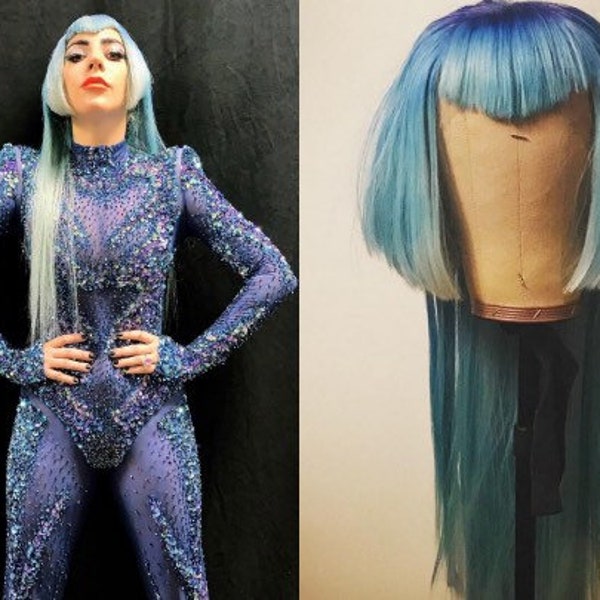 Lady Gaga Blue Enigma Modern Mullet Lace Front Perücke | Lady Gaga Perücke | Lady Gaga Drag Perücke | Drag Queen Perücke| Bestseller | Lady Gaga Cosplay