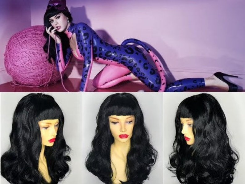 Katy Perry Black Lace Front Wig Bangs Lace Wig Black Lace Etsy UK