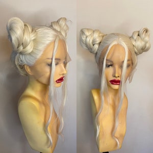 E-Girl Braided Space Buns Lace Front Wig | Blonde Mermaid Waves Wig | Festival Lace Front Wig | Drag Queen Wig | Cosplay Wig | Best Seller