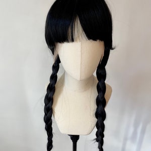 Perruque tressée en dentelle sur le devant du mercredi | Perruque en dentelle noire du mercredi | Perruque tressée | Meilleure vente | Perruque Lace Front Nattes | Perruque Drag Queen