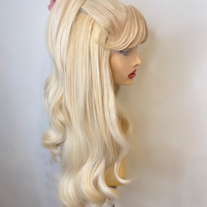 Blonde Doll Movie Half Stacked Ponytail Gingham Bow Lace Front Wig | Cosplay Drag Queen
