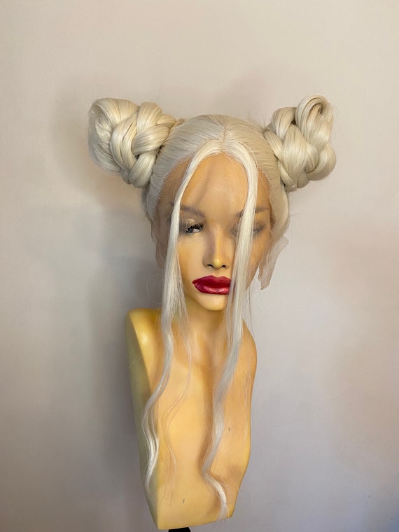 Bleach Blonde Pigtail Lace Front Wig Barbie Platinum Blonde Lace Front Wig | WigIsFashion main image 2