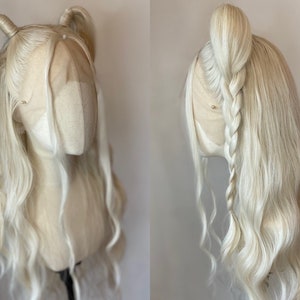 E-Girl Hoch Halbe Zöpfe Lace Front Perücke | Blonde Mermaid Wellen-Perücke | Festival Lace Front Perücke | Ziehen Sie die Königin-Perücke | Cosplay Perücke | Verkaufsschlager