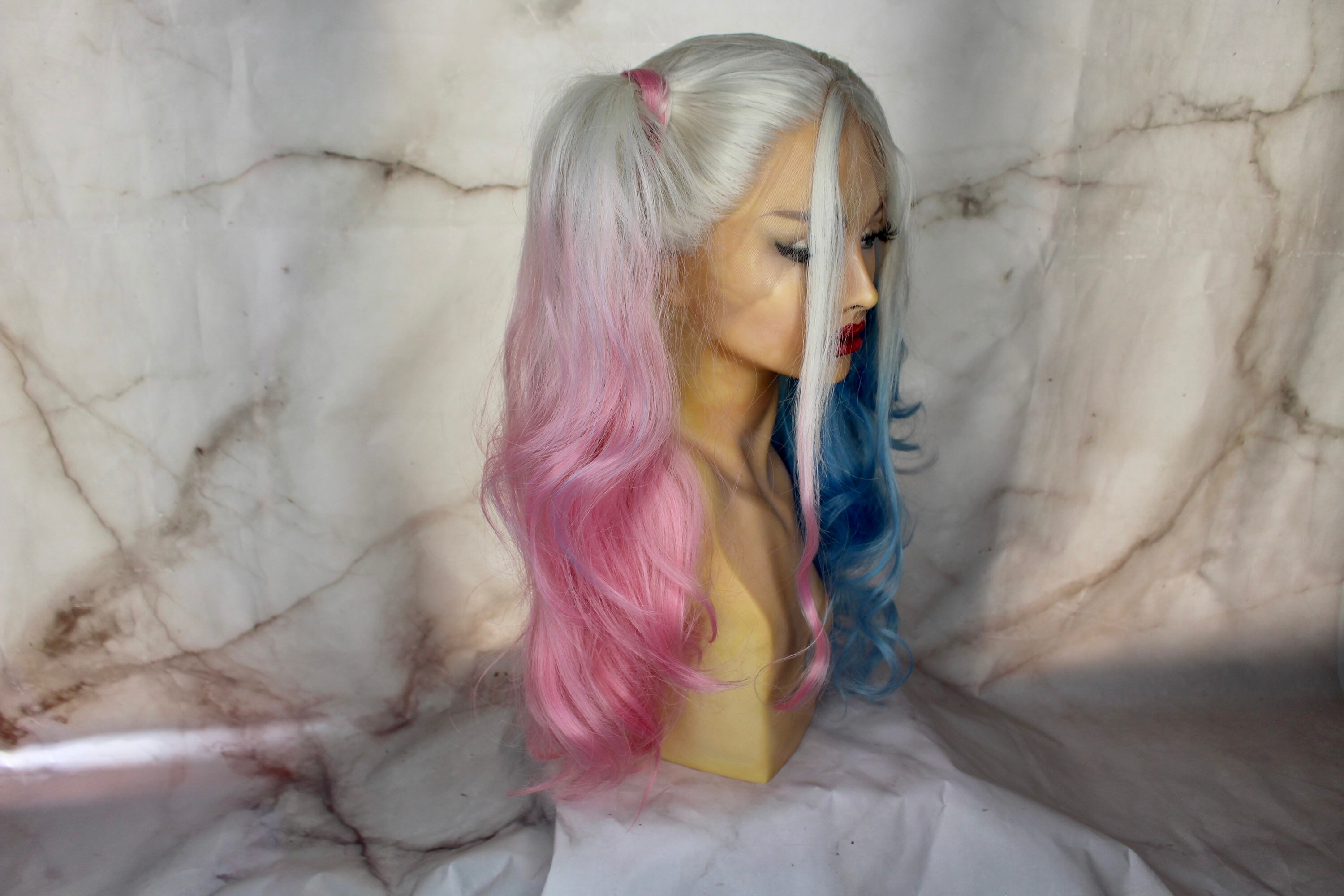 Harley Quinn Lace Front Wig Pink and Blue Lace Front Wig | Etsy