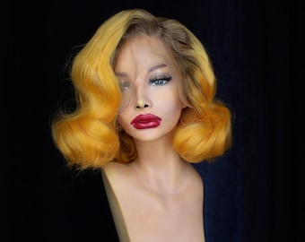 MissLady-Gaga-Inspired Lace Front Yellow MonsterBall-Look Wig, Drag Queen Wig | Gaga-Costume Wig | Best Seller | Gaga-inspired Cosplay Wig