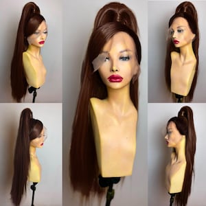 Ariana-inspired High Ponytail Lace Front Wig | Half Ponytail Wig | Brown Wig | Drag Queen Wig | Ariana Grande Wig | Best Seller