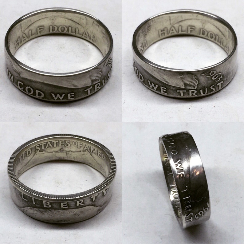 Gorgeous Silver Birth Year Coin Rings 1948-1963 Handcrafted Silver Ben Franklin Half Dollar Coin Rings Wedding Bands Korean War /& Vietnam