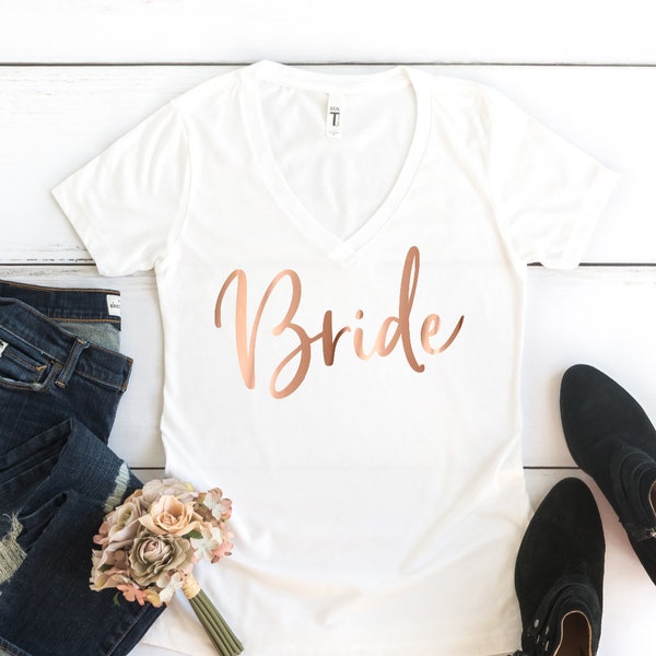 Bride  - Wedding Day Shirt - Getting Ready Tshirt - Women's Fitted V Neck T Shirt, Bacehlorette Shirts, Bridal Party Gift Its My Wedding Day