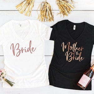 Bachelorette Party Shirts - Choose Your Party Member - Bride - Getting Ready - Women's Fitted V Neck Shirt - Wedding Day Gift Bridesmaid