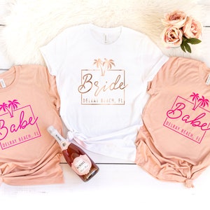 Bachelorette Party Shirts - Delray Beach -  Bride's Peaches - Unisex Crew Neck T Shirt - Southern Florida Beach Ocean Bash