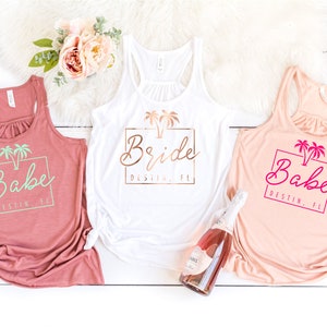 Bachelorette Party Tanks - Destin -  Women's Flowy Racerback Tank - Florida Bachelorette Trip Southern Beach Ocean