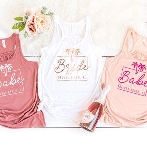 Bachelorette Party Tanks - Delray Beach -  Women's Flowy Racerback Tank - Florida Bachelorette Trip Southern Beach Ocean