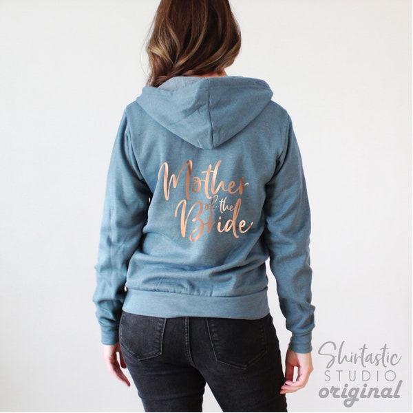 Mother of the Bride Sweatshirt, Wedding Day Shirt, Getting Ready Hoodie, Unisex Sponge Fleece Full Zip, Bachelorette Party Bridal Gift