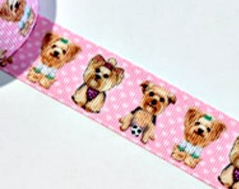 Cute Tea Cup Yorkie Ribbon - Printed Grosgrain Ribbon - Sewing - Crafting - Decorating - Scrapbooking - Gift Wrapping - #RT0017