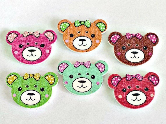 Wooden Buttons ~ 30 x Teddy Beads