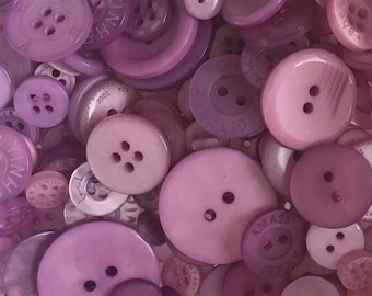 50 Mixed Purple Buttons - Sewing Buttons - Mixed Sizes - Mixed Shades - Shirt Buttons - Craft Buttons - #PRB0037